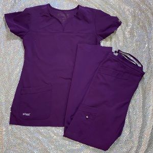Grey's Anatomy 2 Piece Scrubs Set Purple XS